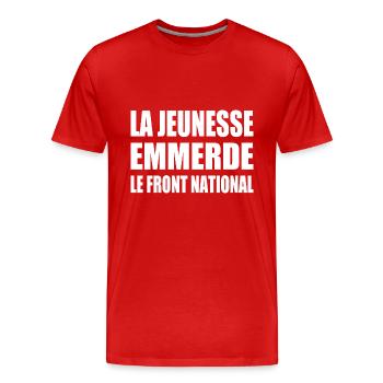 la jeunesse emmerde le front national - T-shirt bio Premium Homme - rouge - Devant - Damien (186cm)