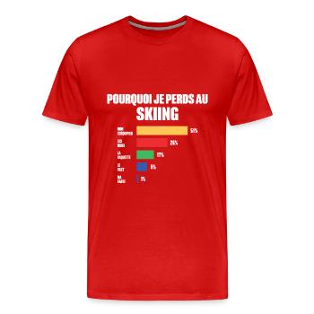 Maillot Skiing Perdant Humour Joueur De Skiing - T-shirt bio Premium Homme - rouge - Devant - Damien (186cm)