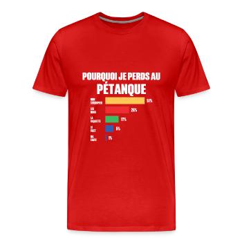 Pétanque-Trikot Ich kann kein Pétanque haben - Männer Premium Bio T-Shirt - Rot - Vorne - Damien (186cm)