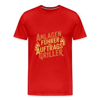 Anlagenführer und Auftragsgriller BBQ Grillen - Männer Premium Bio T-Shirt - Rot - Vorne - Damien (186cm)
