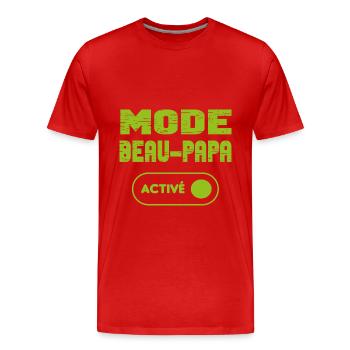Mode beau-papa activé - T-shirt bio Premium Homme - rouge - Devant - Damien (186cm)
