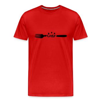 fourchette chef - T-shirt bio Premium Homme - rouge - Devant - Damien (186cm)