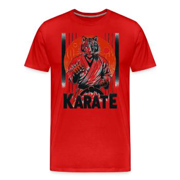 Karate White Tiger - Men's Premium Organic T-Shirt - red - Front - Damien (186cm)