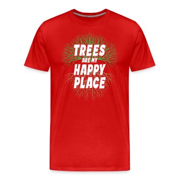 Les arbres sont mon lieu de bonheur - T-shirt bio Premium Homme - rouge - Devant - Damien (186cm)
