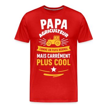 Papa agriculteur – plus cool qu’un papa normal - T-shirt bio Premium Homme - rouge - Devant - Damien (186cm)