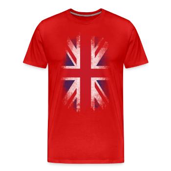 Eroded UK Flag - Männer Premium Bio T-Shirt - Rot - Vorne - Damien (186cm)