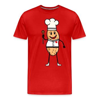 Erdnuss Koch Restaurant Kochlöffel Gourmet - Männer Premium Bio T-Shirt - Rot - Vorne - Damien (186cm)