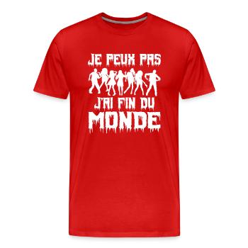 Je Peux Pas J'ai Fin Du Monde - T-shirt bio Premium Homme - rouge - Devant - Damien (186cm)