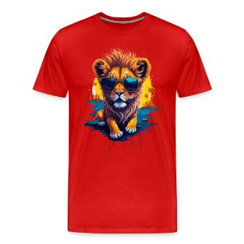 Niedlicher Babylöwe - Männer Premium Bio T-Shirt - Rot - Vorne - Damien (186cm)