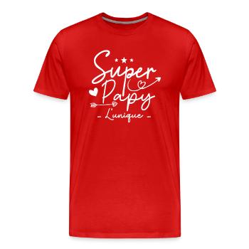 Papy Super Papy Humour Papy Cadeau - T-shirt bio Premium Homme - rouge - Devant - Damien (186cm)