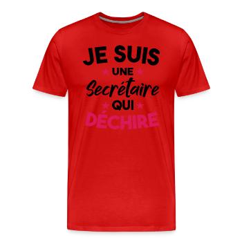 Je Suis Une Secrétaire Qui Déchire - T-shirt bio Premium Homme - rouge - Devant - Damien (186cm)