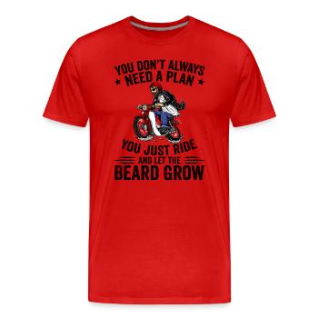 Motorrad Bart Biker Vollbart Bike Rocker - Männer Premium Bio T-Shirt - Rot - Vorne - Damien (186cm)