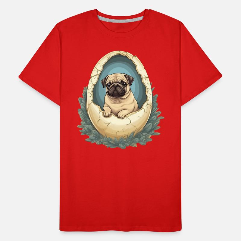 Pug Hatches from Eggshell - Cute Men's Premium Organic T-Shirt