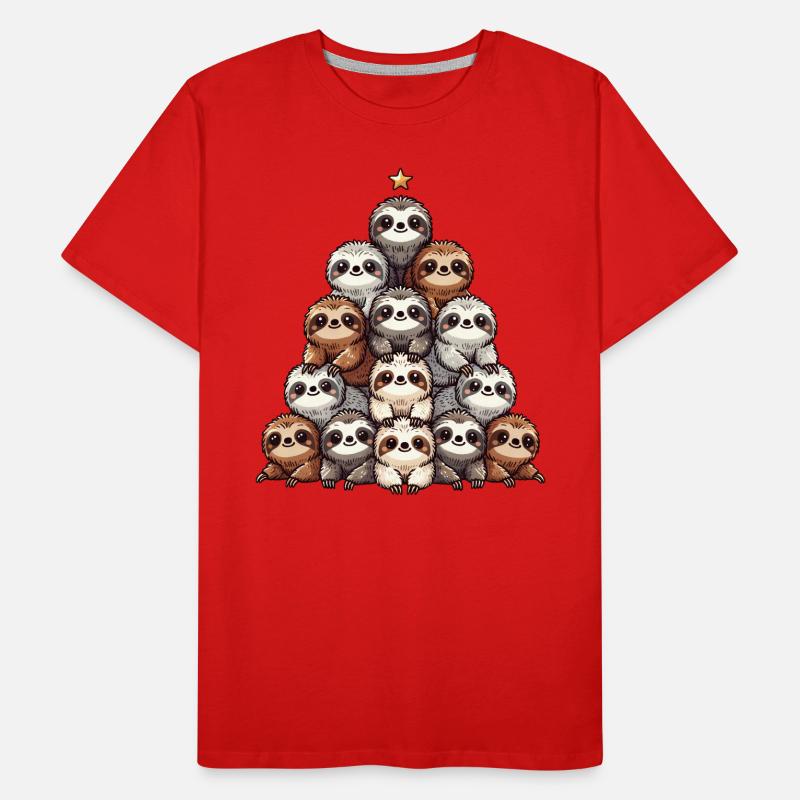 Sloth Christmas Tree Pattern Men's Premium Organic T-Shirt