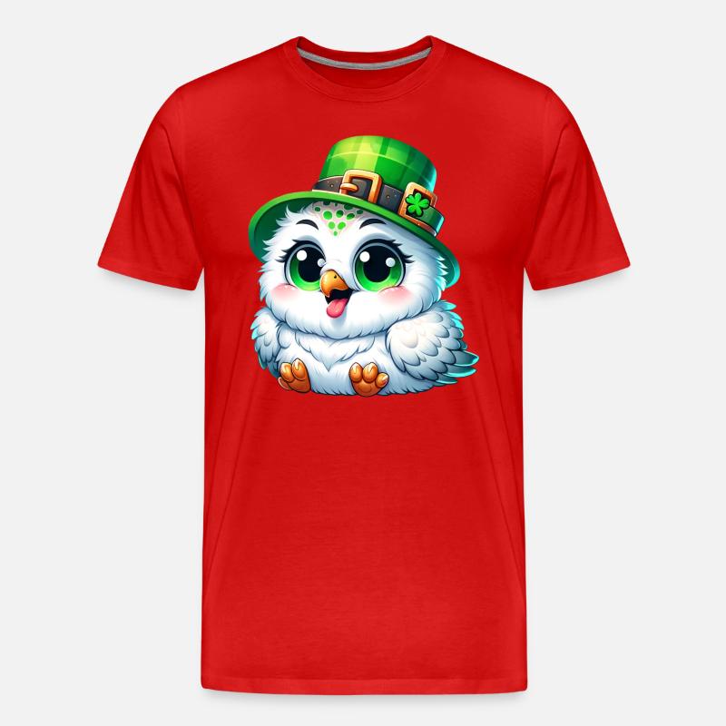 St. Patrick's Süße Schneeeule - Männer Premium Bio T-Shirt - Rot