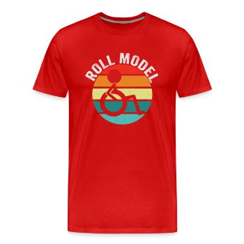 Roll Model Disability Awareness PWD Fauteuil roulant - T-shirt bio Premium Homme - rouge - Devant - Damien (186cm)