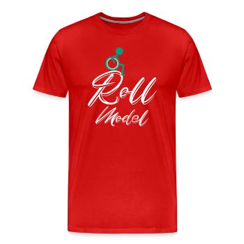 Roll Model Disability Awareness PWD Fauteuil roulant - T-shirt bio Premium Homme - rouge - Devant - Damien (186cm)