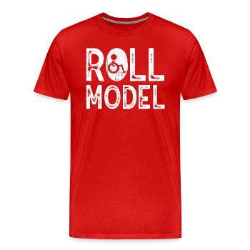 Roll Model Disability Awareness PWD Fauteuil roulant - T-shirt bio Premium Homme - rouge - Devant - Damien (186cm)