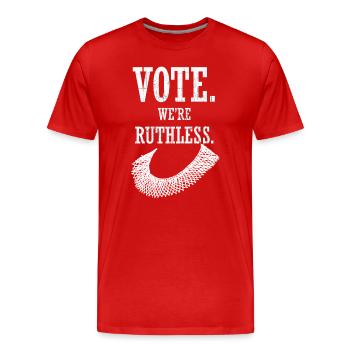 Vote des droits des femmes Nous sommes impitoyables Humains et femmes - T-shirt bio Premium Homme - rouge - Devant - Damien (186cm)