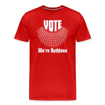 Vote des droits des femmes Nous sommes impitoyables Humains et femmes - T-shirt bio Premium Homme - rouge - Devant - Damien (186cm)