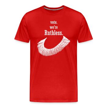 Vote des droits des femmes Nous sommes impitoyables Humains et femmes - T-shirt bio Premium Homme - rouge - Devant - Damien (186cm)