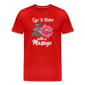 Massothérapie La vie est meilleure avec un massage - T-shirt bio Premium Homme - rouge - Devant - Damien (186cm)