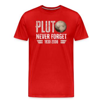 Never Forget Pluto Design Retro Style Funny Space - Männer Premium Bio T-Shirt - Rot - Vorne - Damien (186cm)