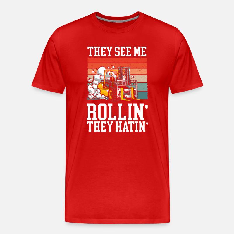 Staplerfahrer Gabelstaplerfahrer Geschenkidee - Männer Premium Bio T-Shirt - Rot