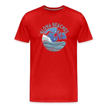 Plages d’Aloha Île tropicale d’été hawaïenne - T-shirt bio Premium Homme - rouge - Devant - Damien (186cm)
