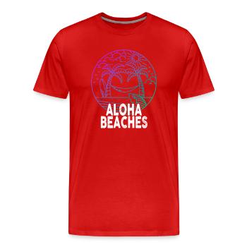 Plages d’Aloha Île tropicale d’été hawaïenne - T-shirt bio Premium Homme - rouge - Devant - Damien (186cm)