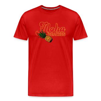 Plages d’Aloha Île tropicale d’été hawaïenne - T-shirt bio Premium Homme - rouge - Devant - Damien (186cm)