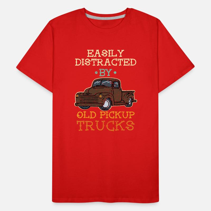 Easily Distracted By Old Pickup Trucks Men's Premium Organic T-Shirt