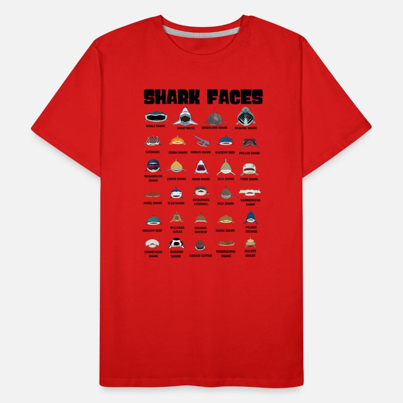 Types de visages de requins. Identification du visage du requin T-shirt bio Premium Homme