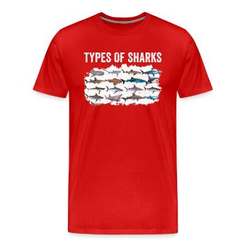 Types of Sharks - Männer Premium Bio T-Shirt - Rot - Vorne - Damien (186cm)