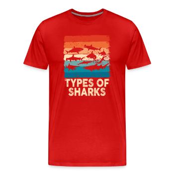 Types of Sharks - Men's Premium Organic T-Shirt - red - Front - Damien (186cm)