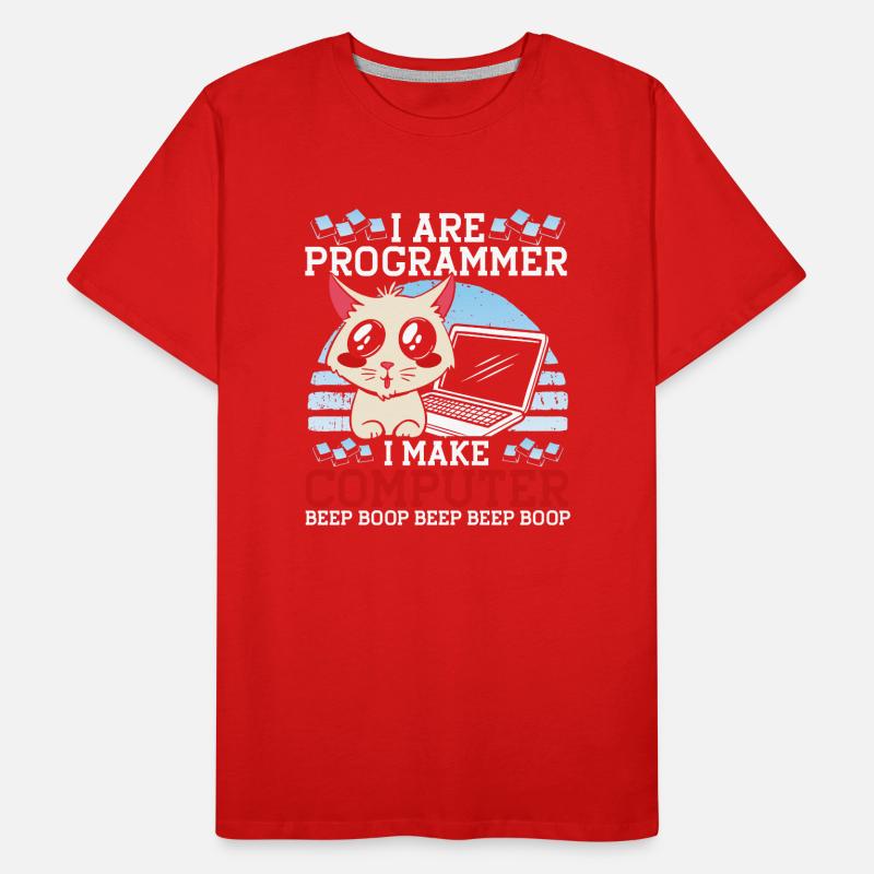 Katze Programmieren Coder Programmierer Männer Premium Bio T-Shirt