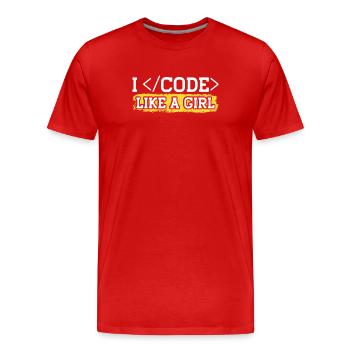Programmieren Coder Programmierer Girl - Männer Premium Bio T-Shirt - Rot - Vorne - Damien (186cm)