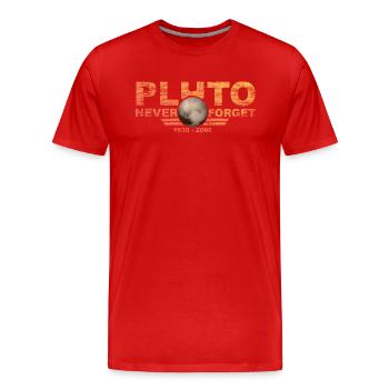 Never Forget Pluto Design Retro Style Funny Space - Männer Premium Bio T-Shirt - Rot - Vorne - Damien (186cm)