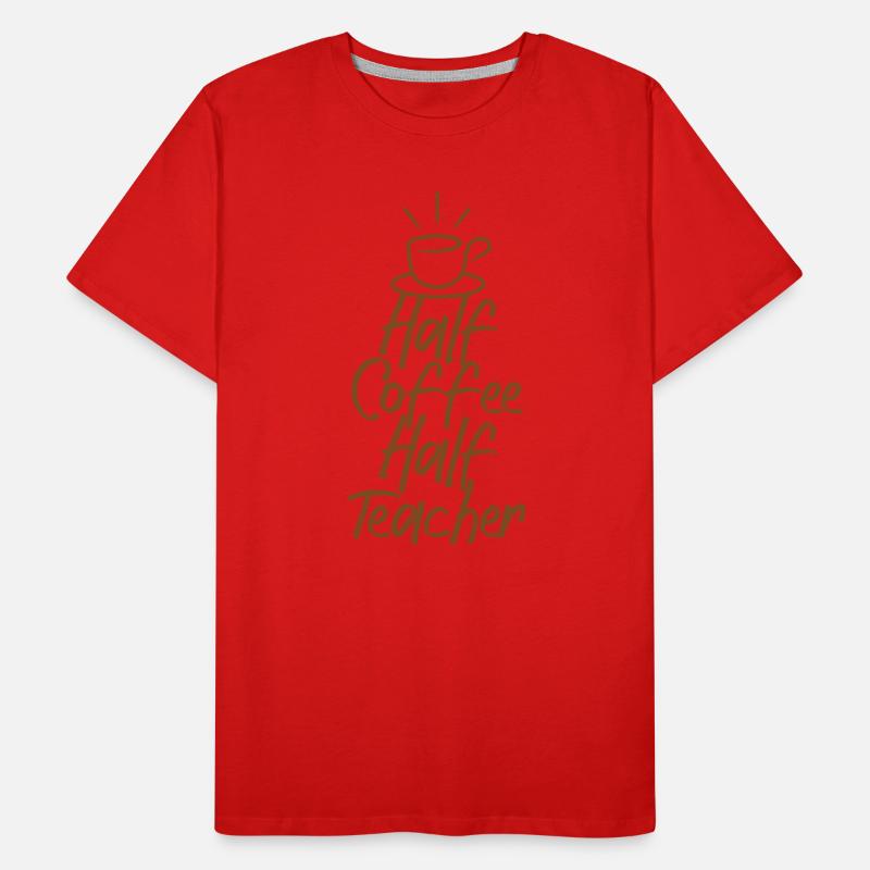 Half Coffee Half Teacher Männer Premium Bio T-Shirt