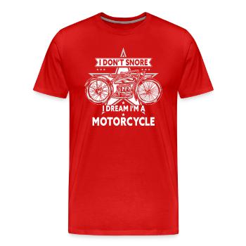 Je ne ronfle pas, je rêve que je suis une moto - T-shirt bio Premium Homme - rouge - Devant - Damien (186cm)