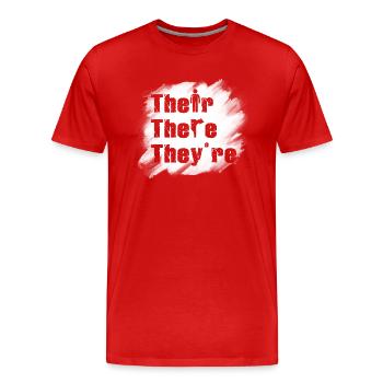 Leur là Ils sont professeur d’anglais Grammaire - T-shirt bio Premium Homme - rouge - Devant - Damien (186cm)