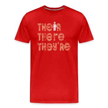 Leur là Ils sont professeur d’anglais Grammaire - T-shirt bio Premium Homme - rouge - Devant - Damien (186cm)