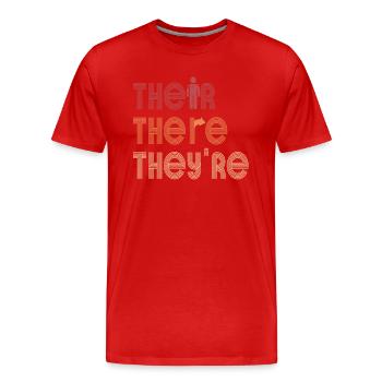 Leur là Ils sont professeur d’anglais Grammaire - T-shirt bio Premium Homme - rouge - Devant - Damien (186cm)