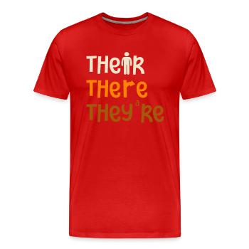 Leur là Ils sont professeur d’anglais Grammaire - T-shirt bio Premium Homme - rouge - Devant - Damien (186cm)