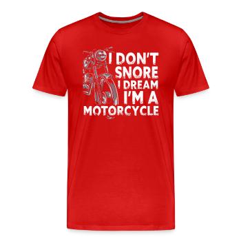 Je ne ronfle pas, je rêve que je suis une moto - T-shirt bio Premium Homme - rouge - Devant - Damien (186cm)
