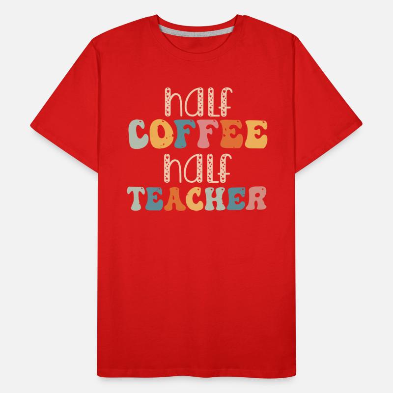 Half Coffee Half Teacher Männer Premium Bio T-Shirt