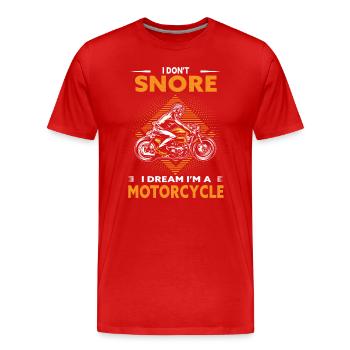 Je ne ronfle pas, je rêve que je suis une moto - T-shirt bio Premium Homme - rouge - Devant - Damien (186cm)