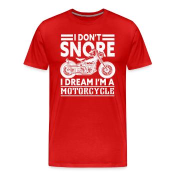 Je ne ronfle pas, je rêve que je suis une moto - T-shirt bio Premium Homme - rouge - Devant - Damien (186cm)