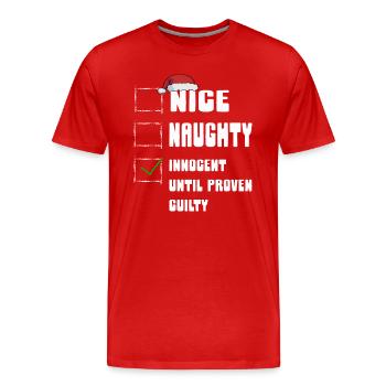 Gentil méchant innocent jusqu’à preuve du contraire - T-shirt bio Premium Homme - rouge - Devant - Damien (186cm)