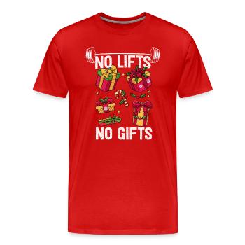 No Lifts No Gifts Christmas Gym Ugly Santa - Männer Premium Bio T-Shirt - Rot - Vorne - Damien (186cm)